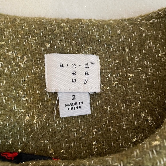 A New Day Green Metallic Wool Blend Lady Jacket ✨ - Picture 2 of 16